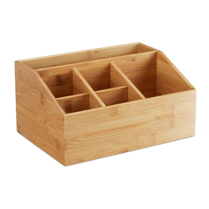 Stolní úložný box z bambusu se 6 přihrádkami