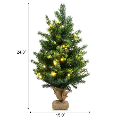 Stolní umělý vánoční stromek, 24 palců, 35 LED, časovač