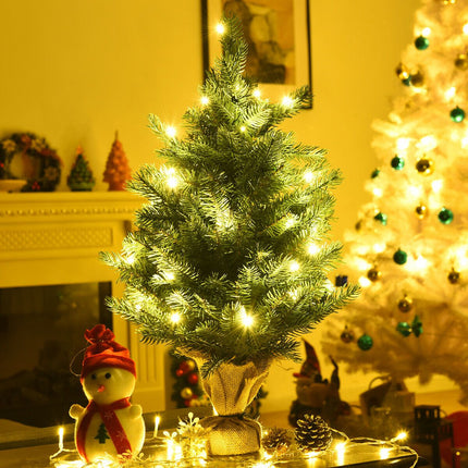 Stolní umělý vánoční stromek, 24 palců, 35 LED, časovač