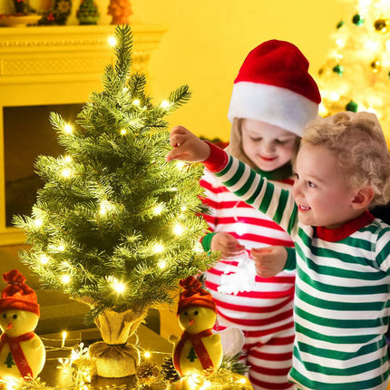 Stolní umělý vánoční stromek, 24 palců, 35 LED, časovač