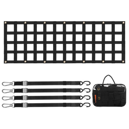 Tailgate Net 60 x 18 In, Truck Bed Cargo Net, 4 Straps
