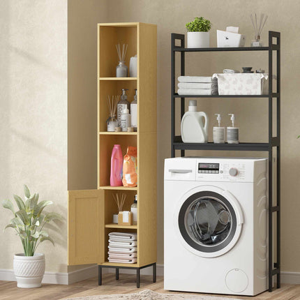 Tall Bathroom Cabinet, Slim Wood Look with Adjustable Shelf