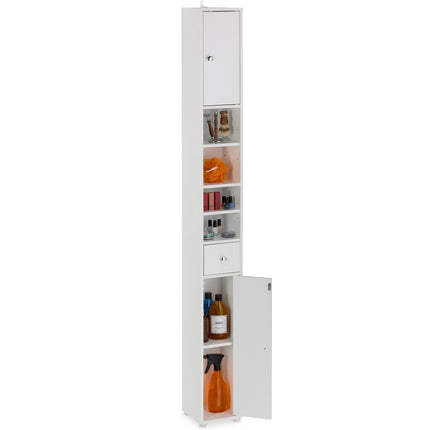 Vysoká koupelnová skříňka s nastavitelnými policemi