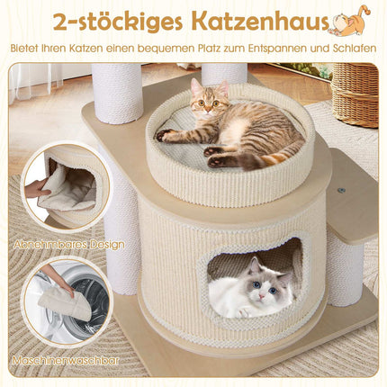 Tall Cat Tree with Hammock and Scratching Posts, 151 cm