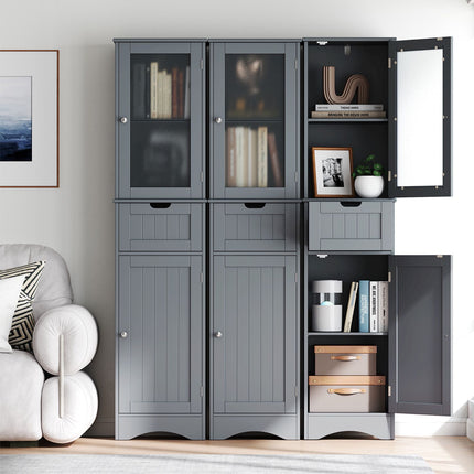 Tall Floor Storage Cabinet with Adjustable Shelves, Gray