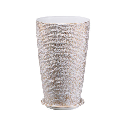Tall Outdoor Planters Set of 2, 21-Inch Round, Drainage