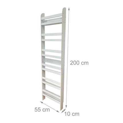 Tall White Children's Bookcase with 6 Compartments