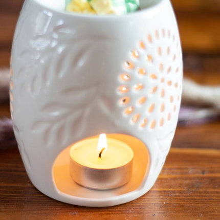 Aromalampa na čajovou svíčku, keramická, černobílý design