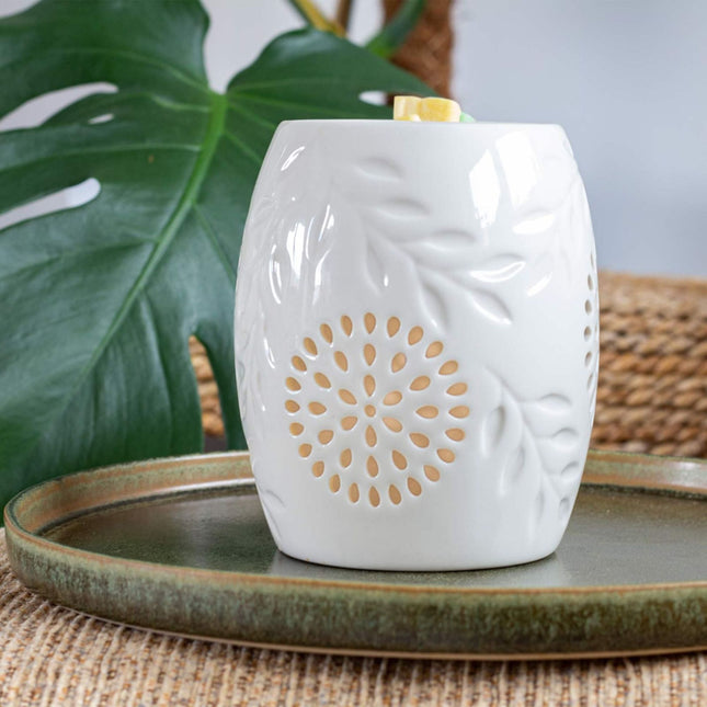 Aromalampa na čajovou svíčku, keramická, černobílý design