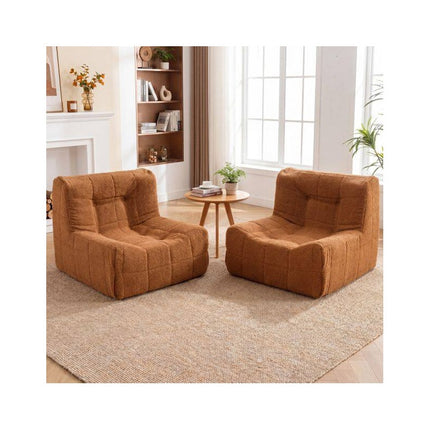 Teddy Plush Floor Sofa Beanbag with One-Piece Foam, Brown, Max 150 kg