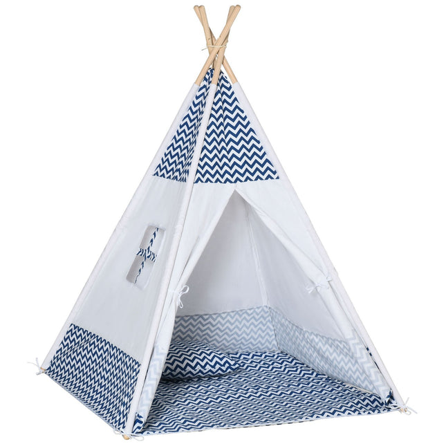 Stan teepee pro děti, bílý, s polštářem a podložkou, do interiéru i exteriéru