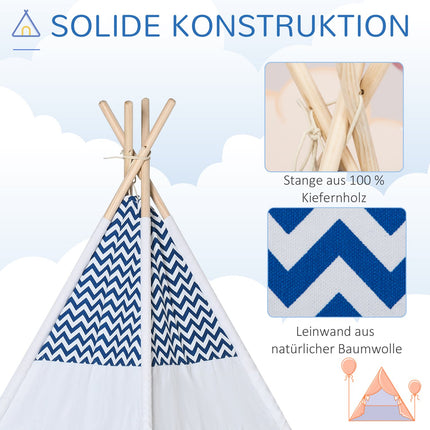 Stan teepee pro děti, bílý, s polštářem a podložkou, do interiéru i exteriéru