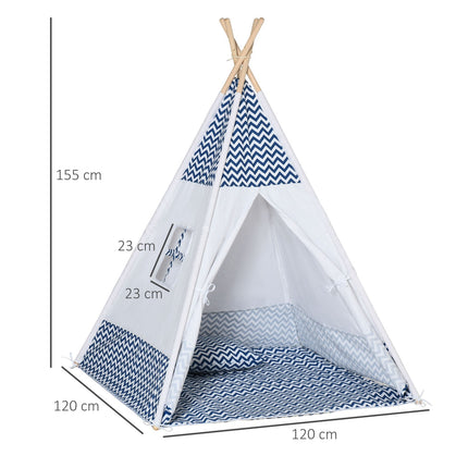 Stan teepee pro děti, bílý, s polštářem a podložkou, do interiéru i exteriéru