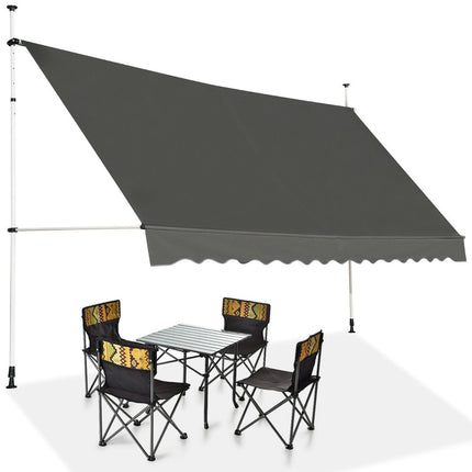 Teleskopická markýza, ochrana proti slunci, výsuvná, UV odolná, voděodolná, šířka 395cm, šedá