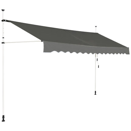Teleskopická markýza, ochrana proti slunci, výsuvná, UV odolná, voděodolná, šířka 395cm, šedá