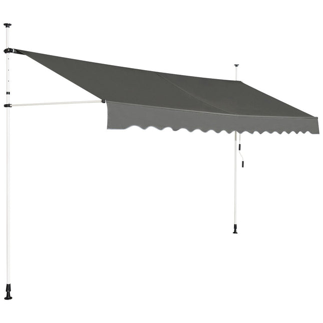 Teleskopická markýza, ochrana proti slunci, výsuvná, UV odolná, voděodolná, šířka 395cm, šedá