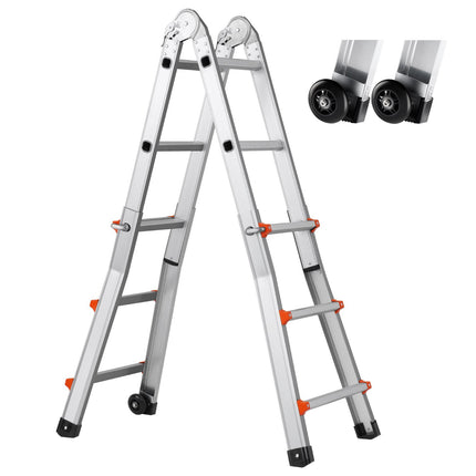 Telescoping A-Frame Ladder, 9.5 Ft Aluminum, 330 Lb Load