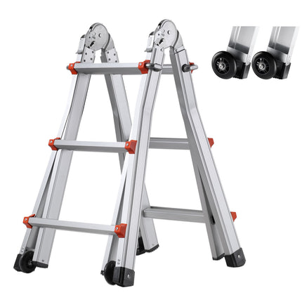 Telescoping A-Frame Ladder, 9.5 Ft Aluminum, 330 Lb Load