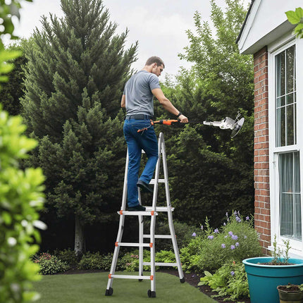 Telescoping A-Frame Ladder, 9.5 Ft Aluminum, 330 Lb Load