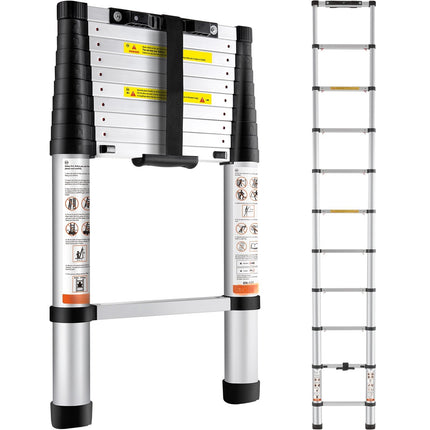 Telescoping Ladder 10.5 ft Aluminum, 375 lb, Non-Slip