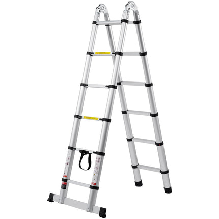 Telescoping Ladder 12.5 Ft, Aluminum A-Frame, 375 Lb