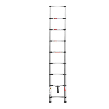 Telescoping Ladder, Stainless Steel 8.3 ft 9-Step, 150 kg