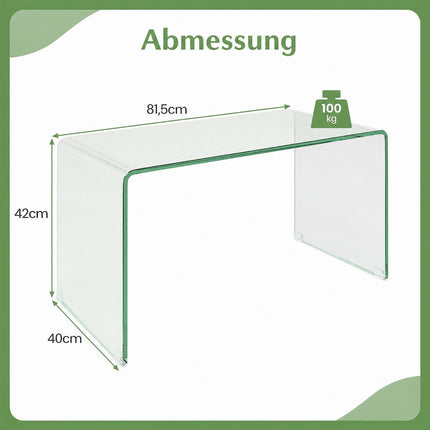 Tempered Glass U-Shaped Coffee Table – 81.5 x 42 x 40 cm