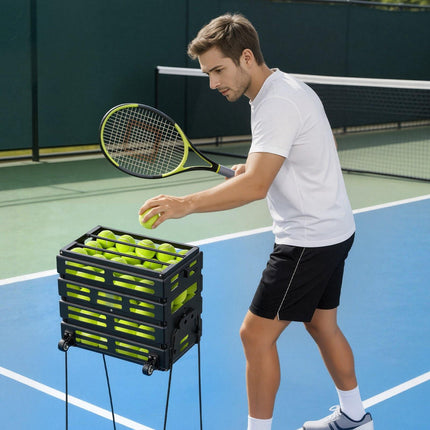 Tennis Ball Hopper Cart, Holds 80 Balls, Wheels for Training
