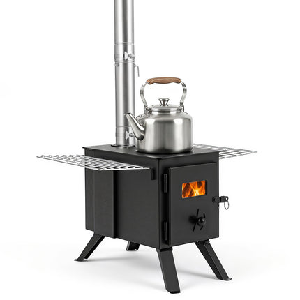 Tent Stove with Borosilicate Glass and Adjustable Chimney