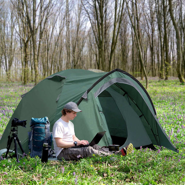 kempingový stan pro 2 osoby typu dome, sklolaminát, 325 x 183 x 130 cm