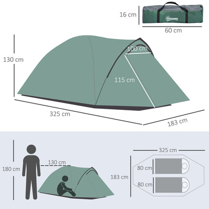 kempingový stan pro 2 osoby typu dome, sklolaminát, 325 x 183 x 130 cm
