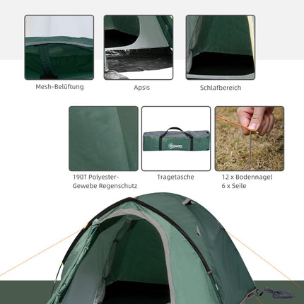 kempingový stan pro 2 osoby typu dome, sklolaminát, 325 x 183 x 130 cm