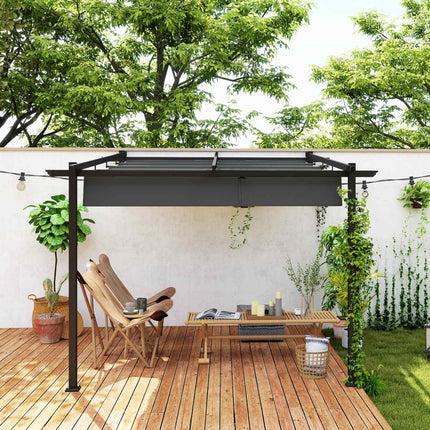 Nastavitelná hliníková pergola, 3x3m, tmavě šedá ochrana proti slunci