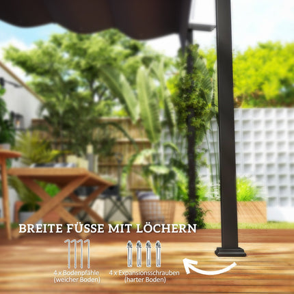 Nastavitelná hliníková pergola, 3x3m, tmavě šedá ochrana proti slunci