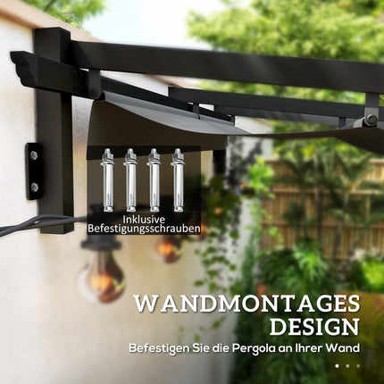 Nastavitelná hliníková pergola, 3x3m, tmavě šedá ochrana proti slunci