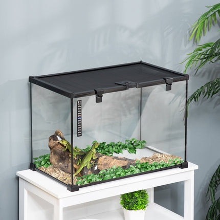 Reptile terrarium in glass with thermometer, 50x30x35cm