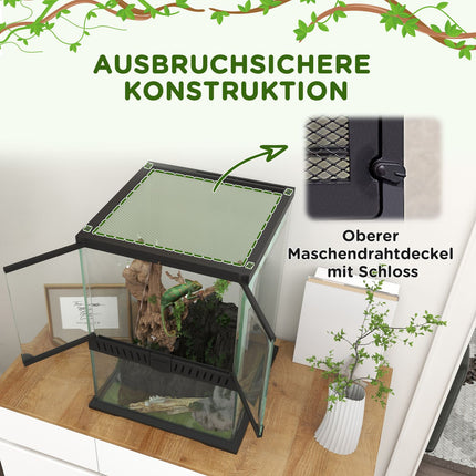 Skleněné terárium pro plazy, zabezpečené proti úniku, 120L, 45x45x60cm