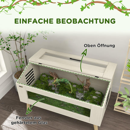 Reptile terrarium with tempered glass, 140L, 100x50x60 cm