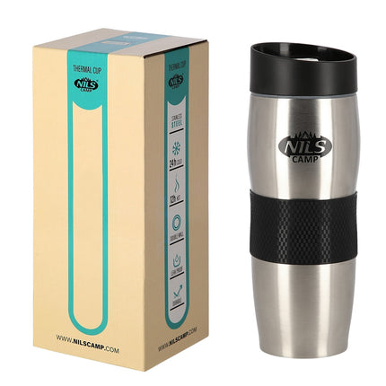Thermal Cup, Black-Silver, Insulated, Portable