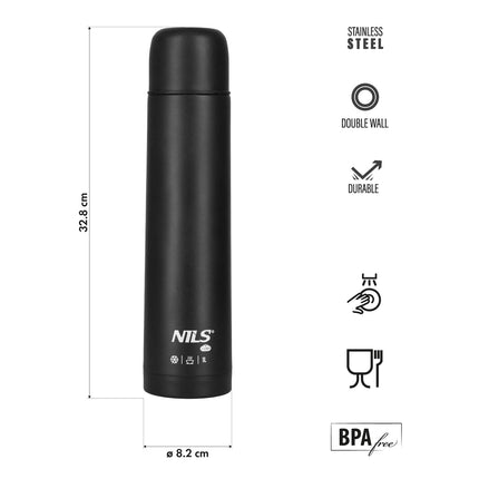 Termoska 1000ml, černá, izolovaný cestovní hrnek
