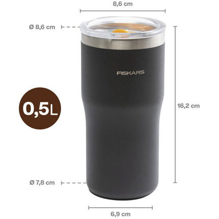 Termohrnek černý 0,5 litru, hrnek na cesty