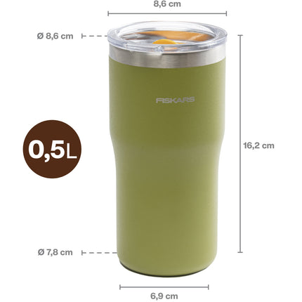 Termohrnek zelený 0,5 litru, hrnek na cesty