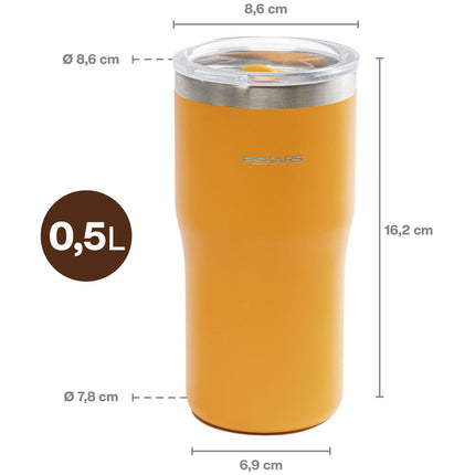 Termohrnek oranžový 0,5 litru, hrnek na cesty