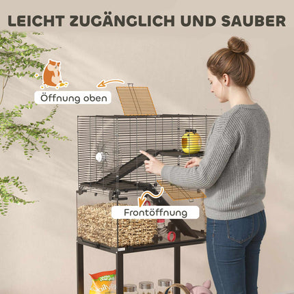 Třípatrová klec pro křečka s kolečkem a příslušenstvím