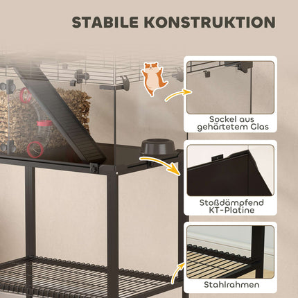 Třípatrová klec pro křečka s kolečkem a příslušenstvím