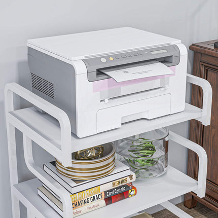 Three-Tier Printer Stand with Storage, 55x40x77cm, White