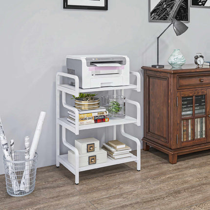 Three-Tier Printer Stand with Storage, 55x40x77cm, White