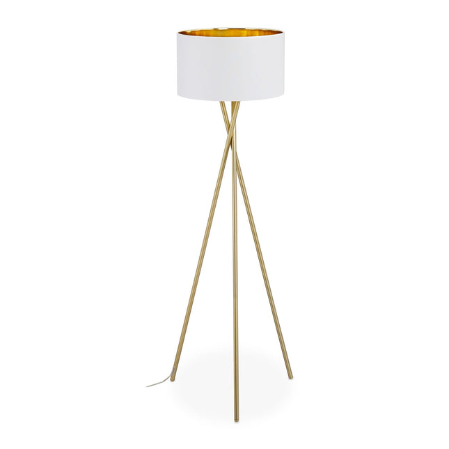 Three-legged floor lamp in white & gold