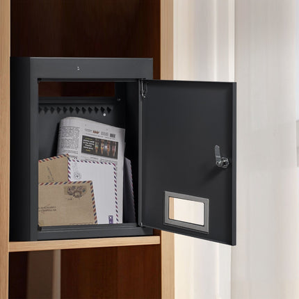 Through-The-Wall Drop Box Mailbox, Combo Lock, Black