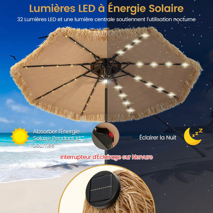 Slunečník tiki 270 cm, solární LED, naklápěcí